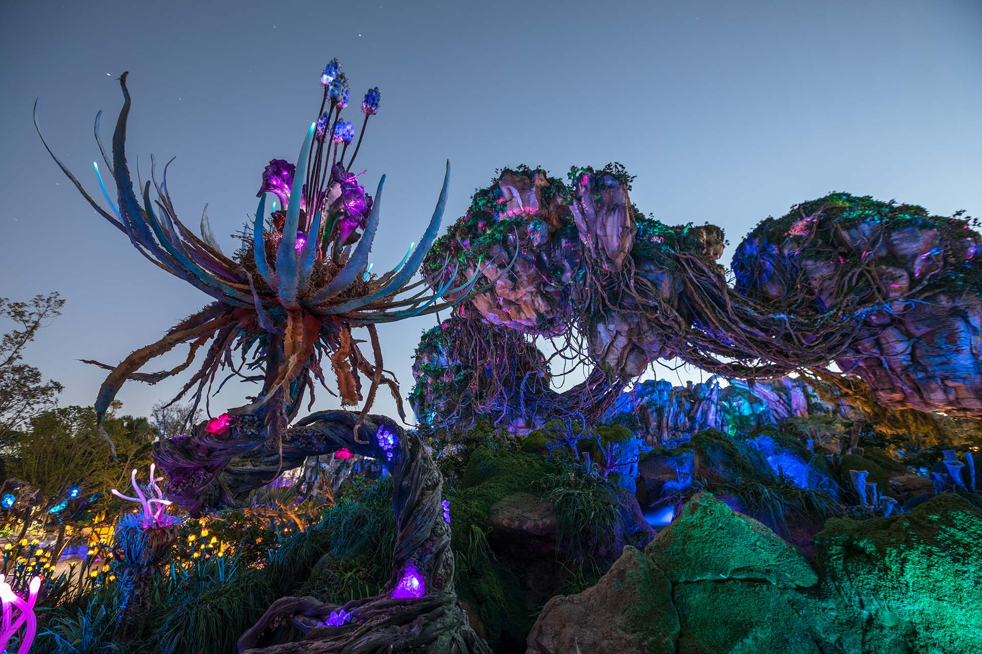 Cenário fantástico do Mundo de Pandora, no Disney's Animal Kingdom