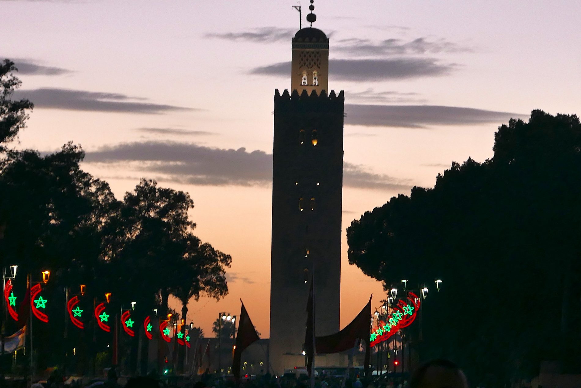 Voltar para o hotel com a imagem da Mesquita Koutoubia, sob o pôr do sol, foi uma das recompensas