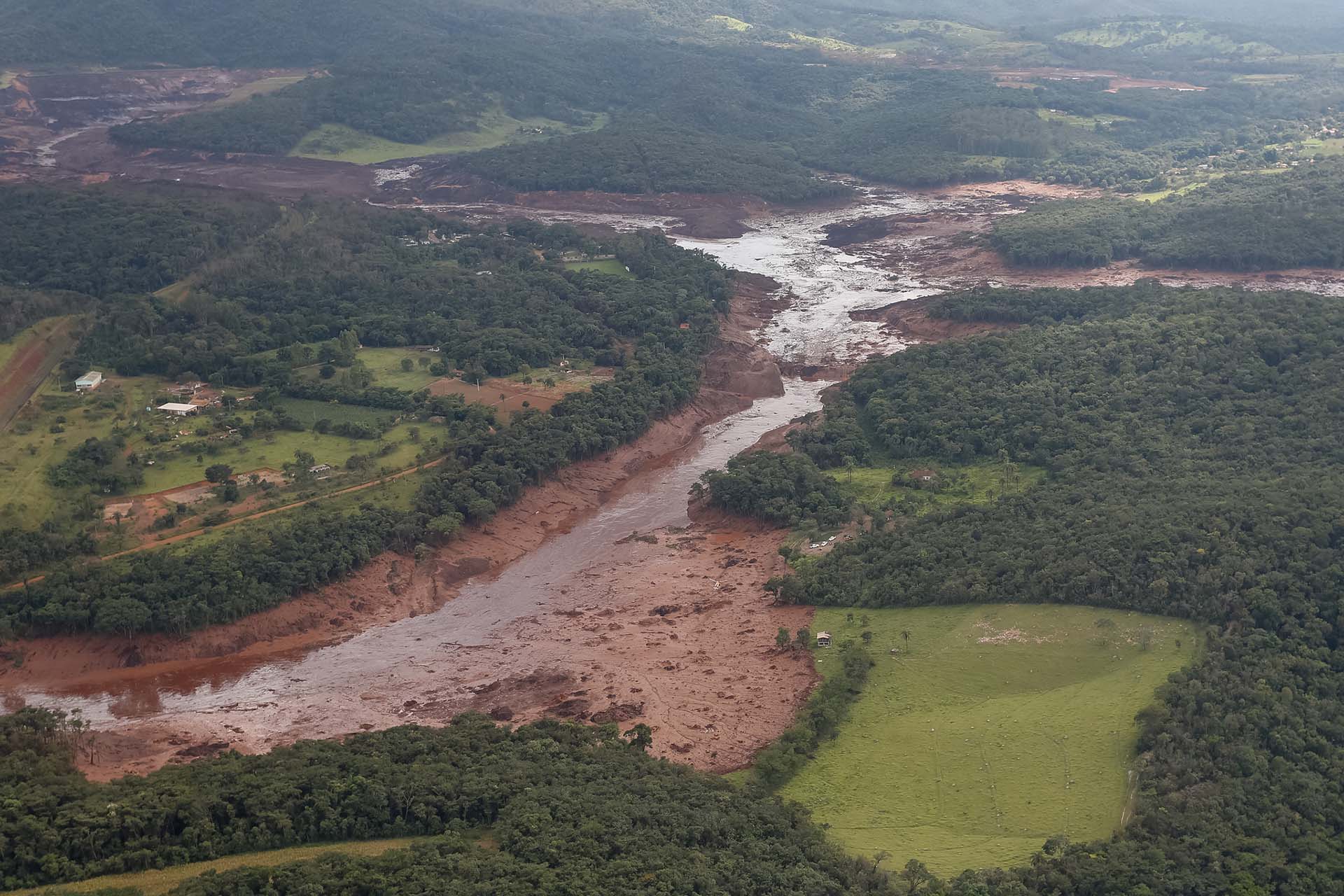 O Presidente da República, Jair Bolsonaro, durante sobrevoo da região atingida pelo rompimento da barragem Mina Córrego do Feijão, em Brumadinho/MG. Foto: Isac Nóbrega/PR