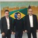 Fabio Rossi, da Flytour Eventos; Alexandre Rodrigues, da Evnts e Rui Alves, Grupo Flytour, no lançamento da FlySolution