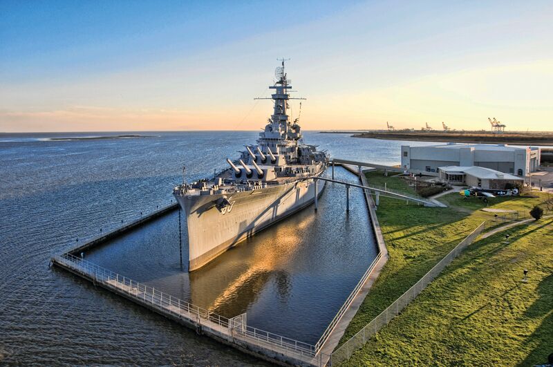 U S S Alabama Battleship Sunset