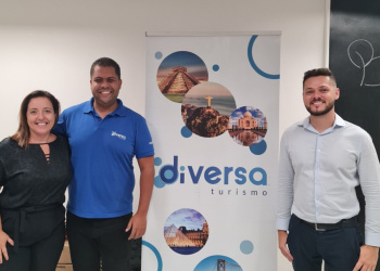 Adriana Fredericce, Sanderson Oliveira, novo executivo para o centro-oeste e Ricardo Andrade, da Diversa