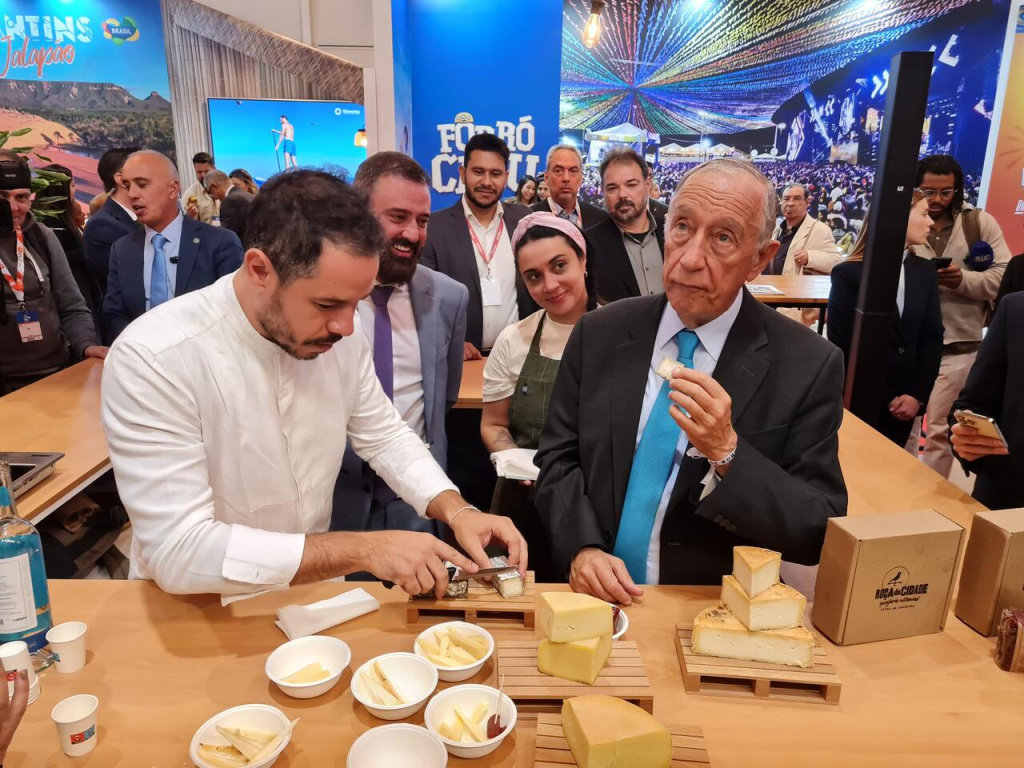 Chef Felipe Rameh, Secretário Leônidas e o presidente de Portugal, Marcelo Rebelo de Sousa