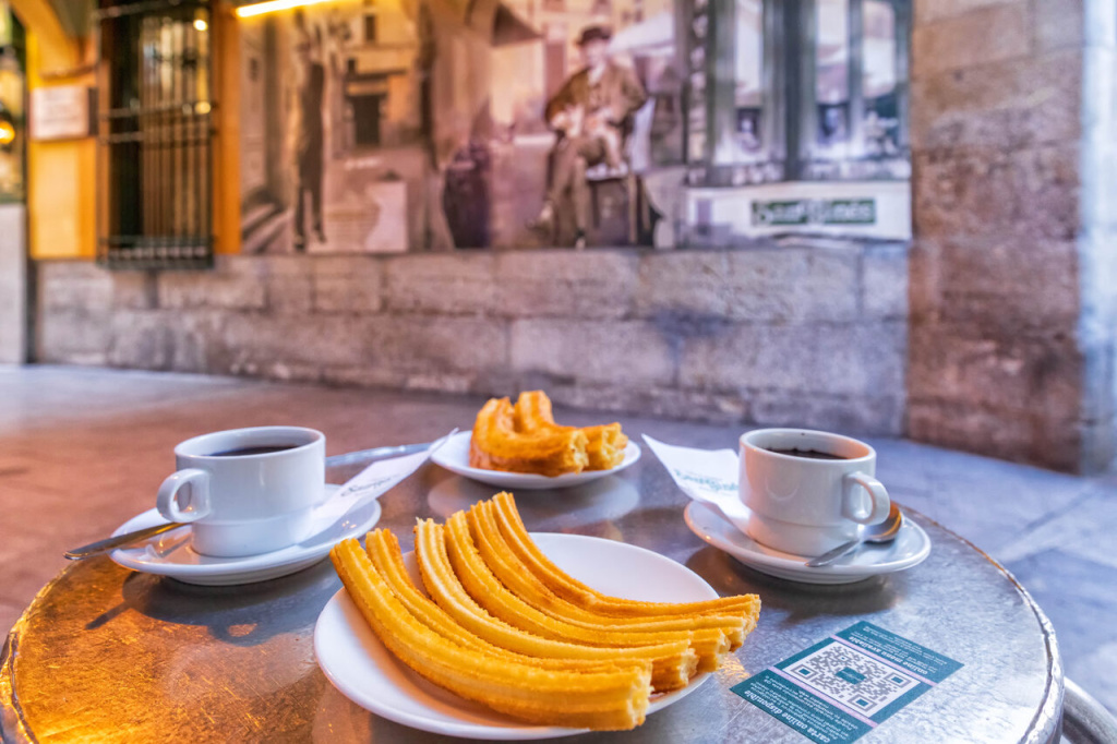 Chocolate quente com churros, da Chocolateria San Ginés