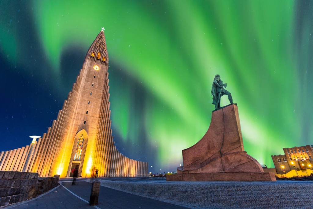 Aurora Boreal em Reykjavik, Islândia