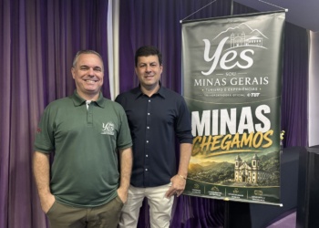 Daniel Menta e Marcelo Aquino durante o lançamento da Yes Sou Minas Gerais em Lagoa Santa