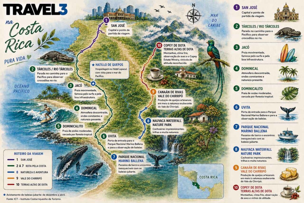 Mapa Travel3 na Costa Rica